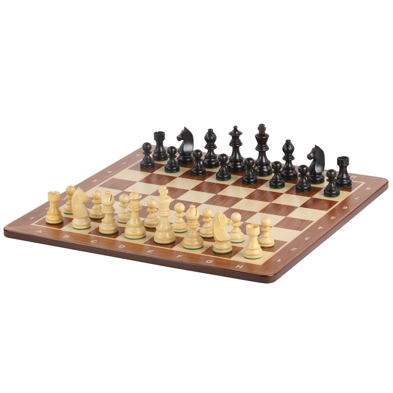 Chess board ROUNDED & Chess Pieces GERMAN STAUNTON BLACK