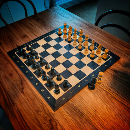 Chess Board BLACK & Chess Pieces GERMAN STAUNTON BLACK