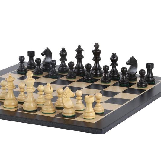 Shakkilauta Musta Mahonki & Ebonoidut GERMAN KNIGHT Shakkinappulat-TiberianChess.fi